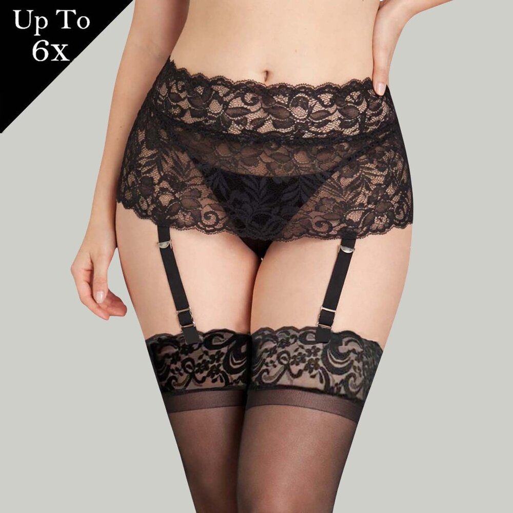 Plus Stretch Lace Black Garterbelt Womens 1x 2x 3x 4x 5x 6x Nickel Free Lingerie